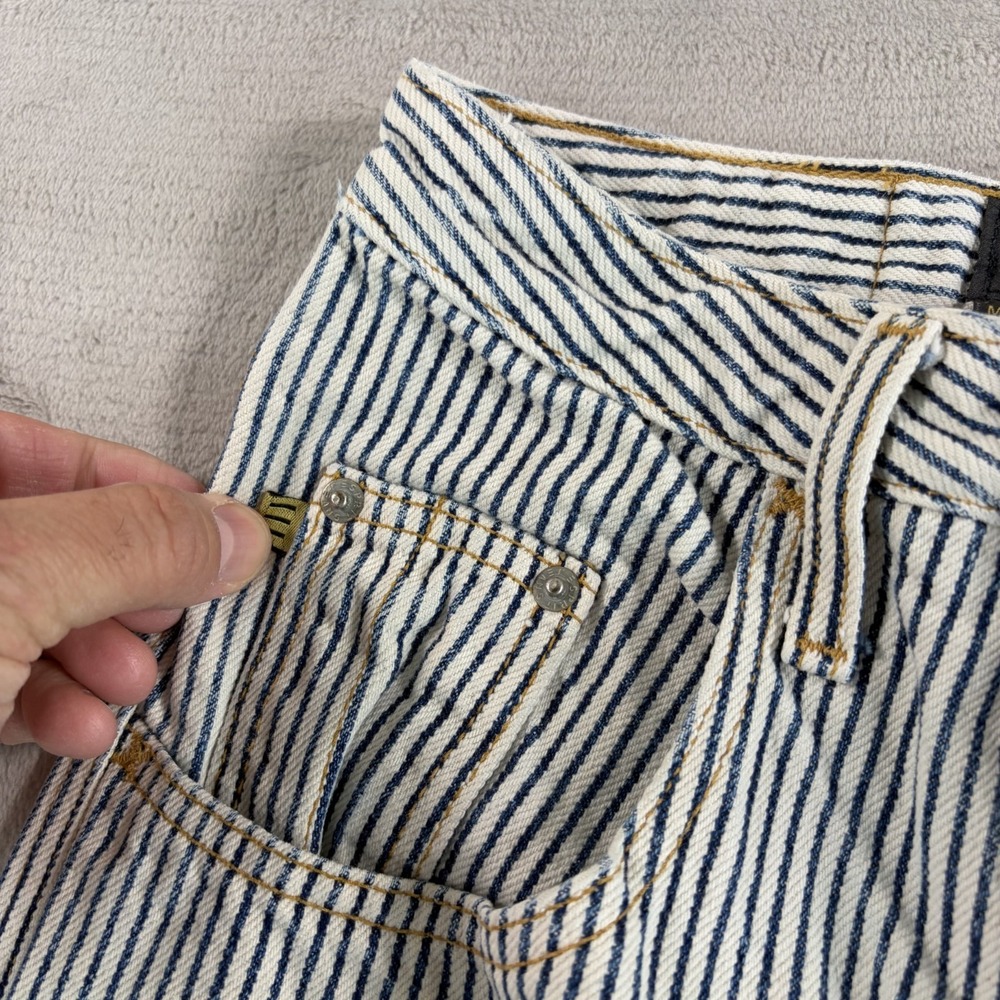 Vintage Esprit Mom Jeans Women 3/4 (24x29) Blue Railroad Striped Made in USA 80s - Picture 3 of 13